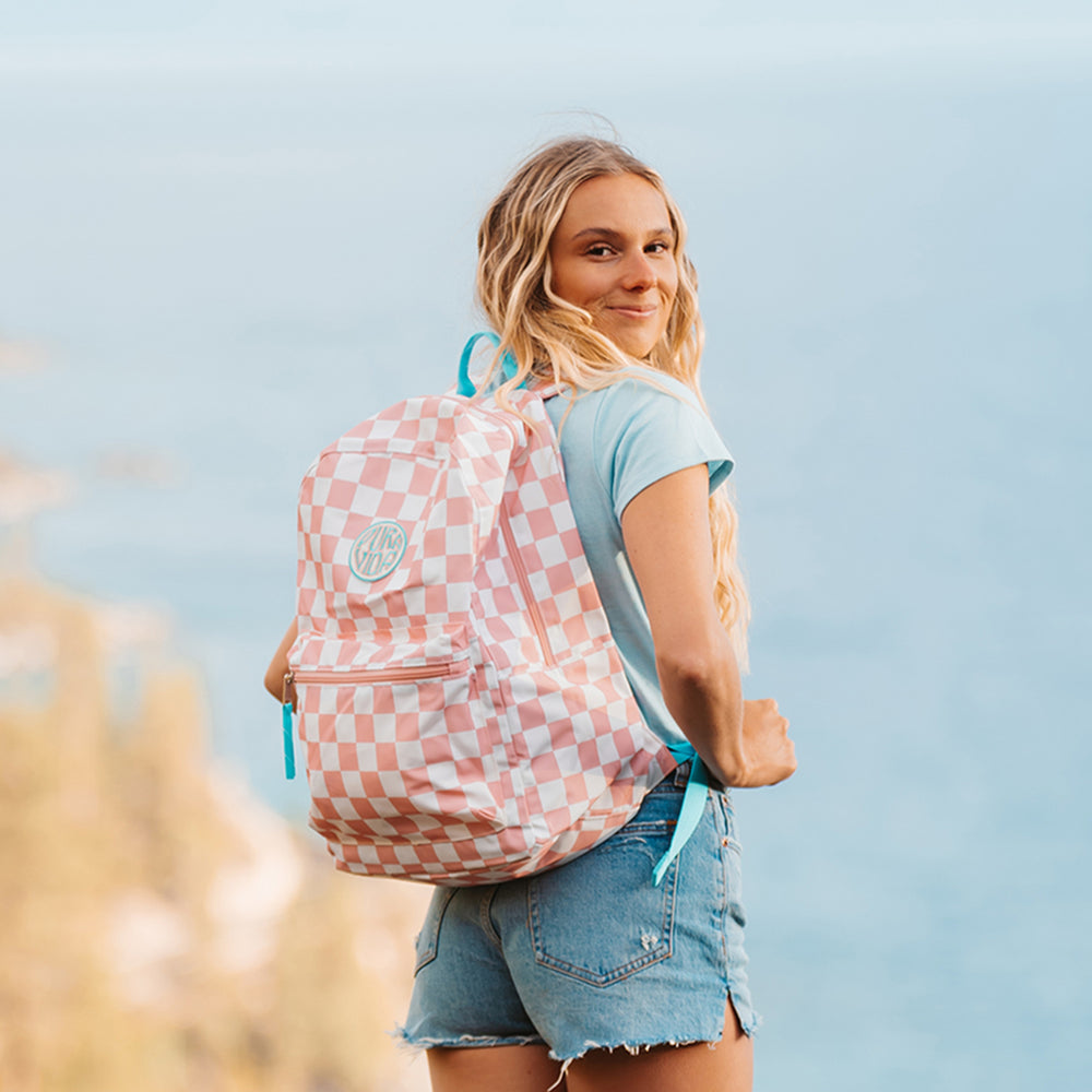 Pink Checkered Classic Backpack 2
