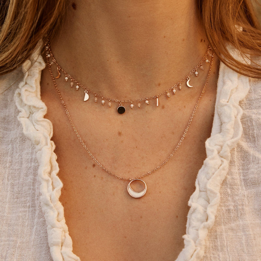 Opal Crescent Charm Necklace 8
