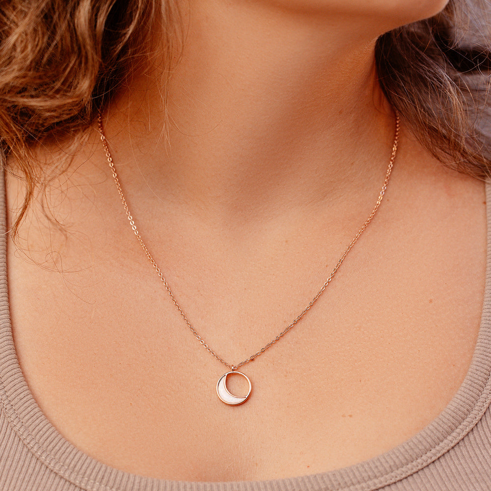Opal Crescent Charm Necklace 2