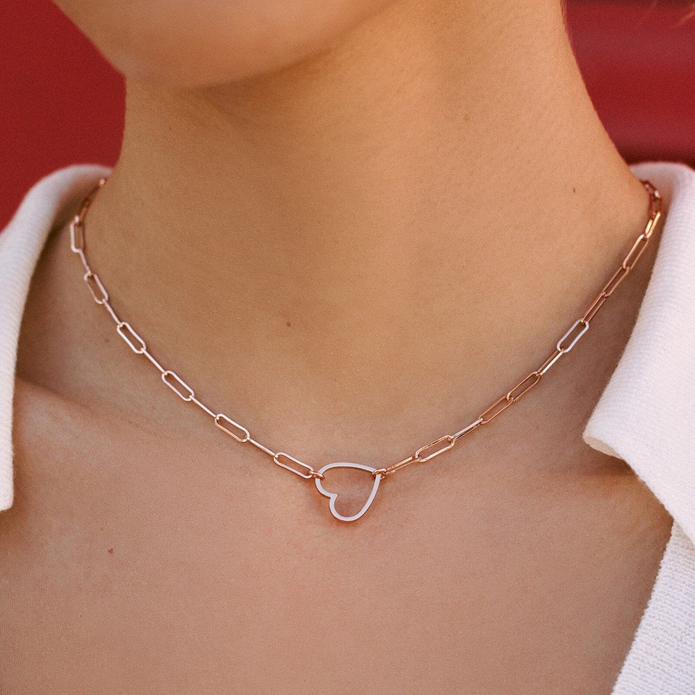 Floating Heart Paperclip Chain Choker 4