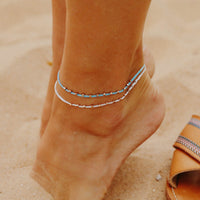 Rose Gold Stitched Beaded Anklet Gallery Thumbnail