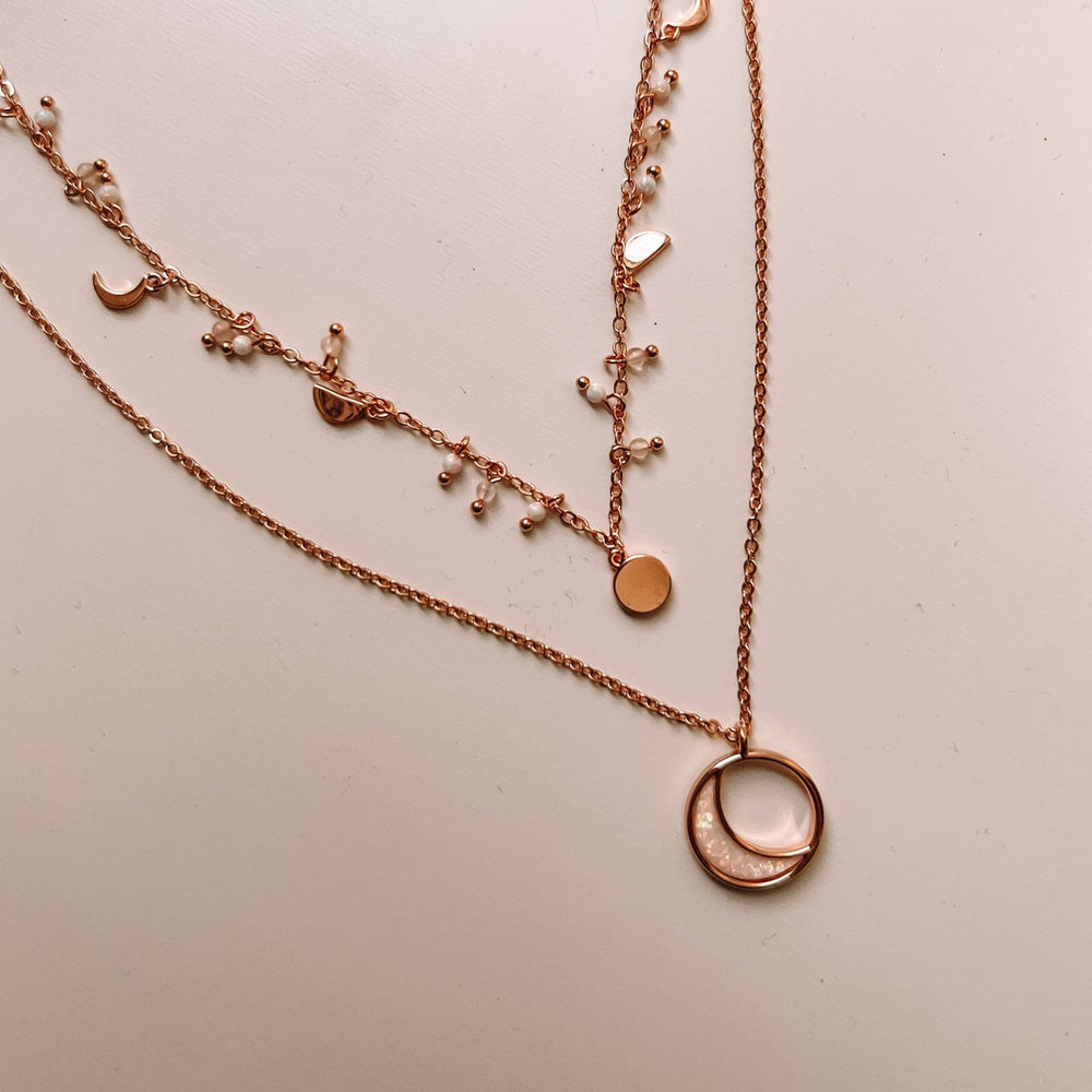 Opal Crescent Charm Necklace 7