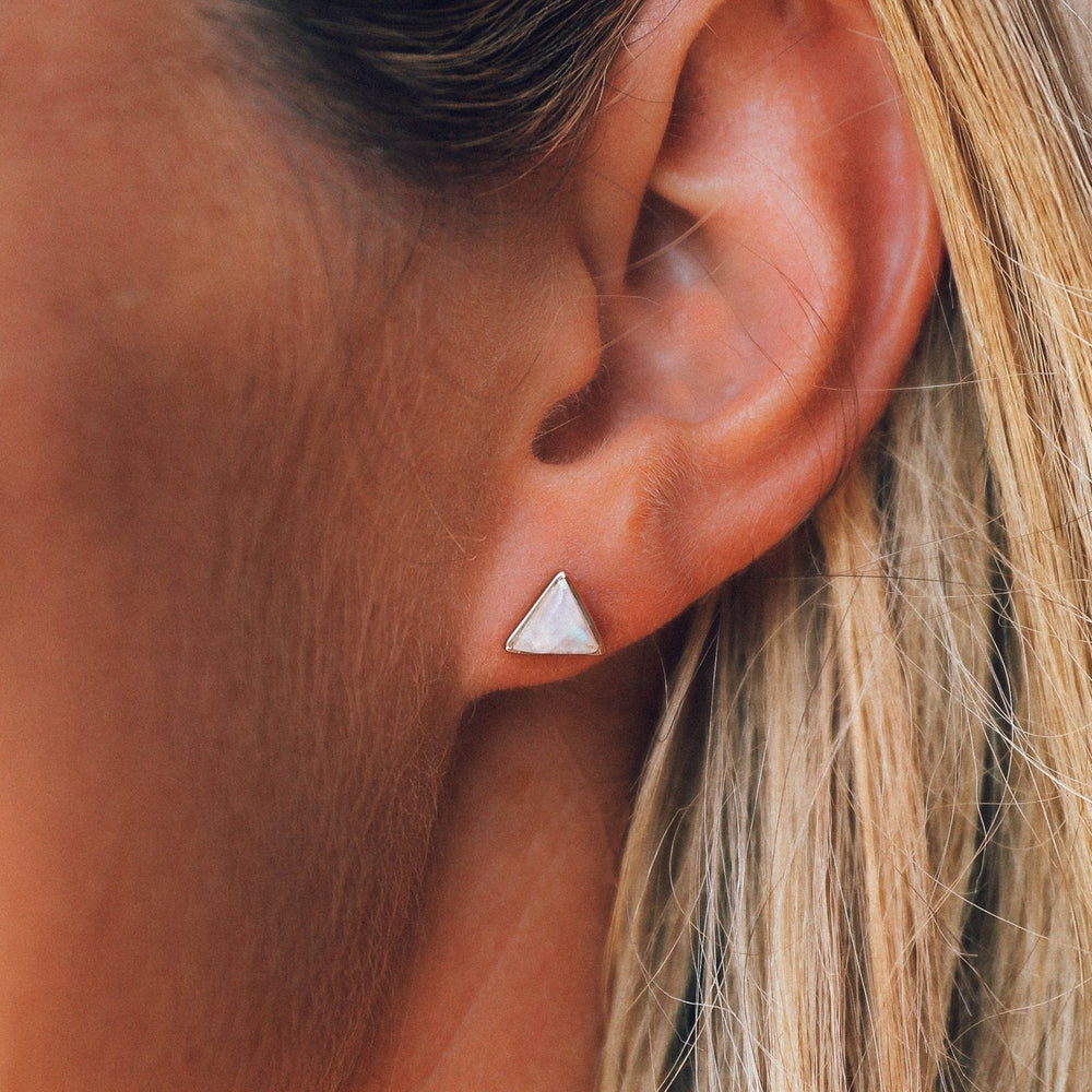 Gemstone Triangle Stud Earrings 3