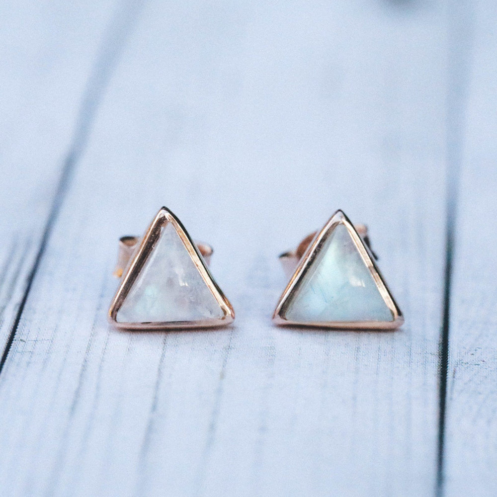 Gemstone Triangle Stud Earrings 5