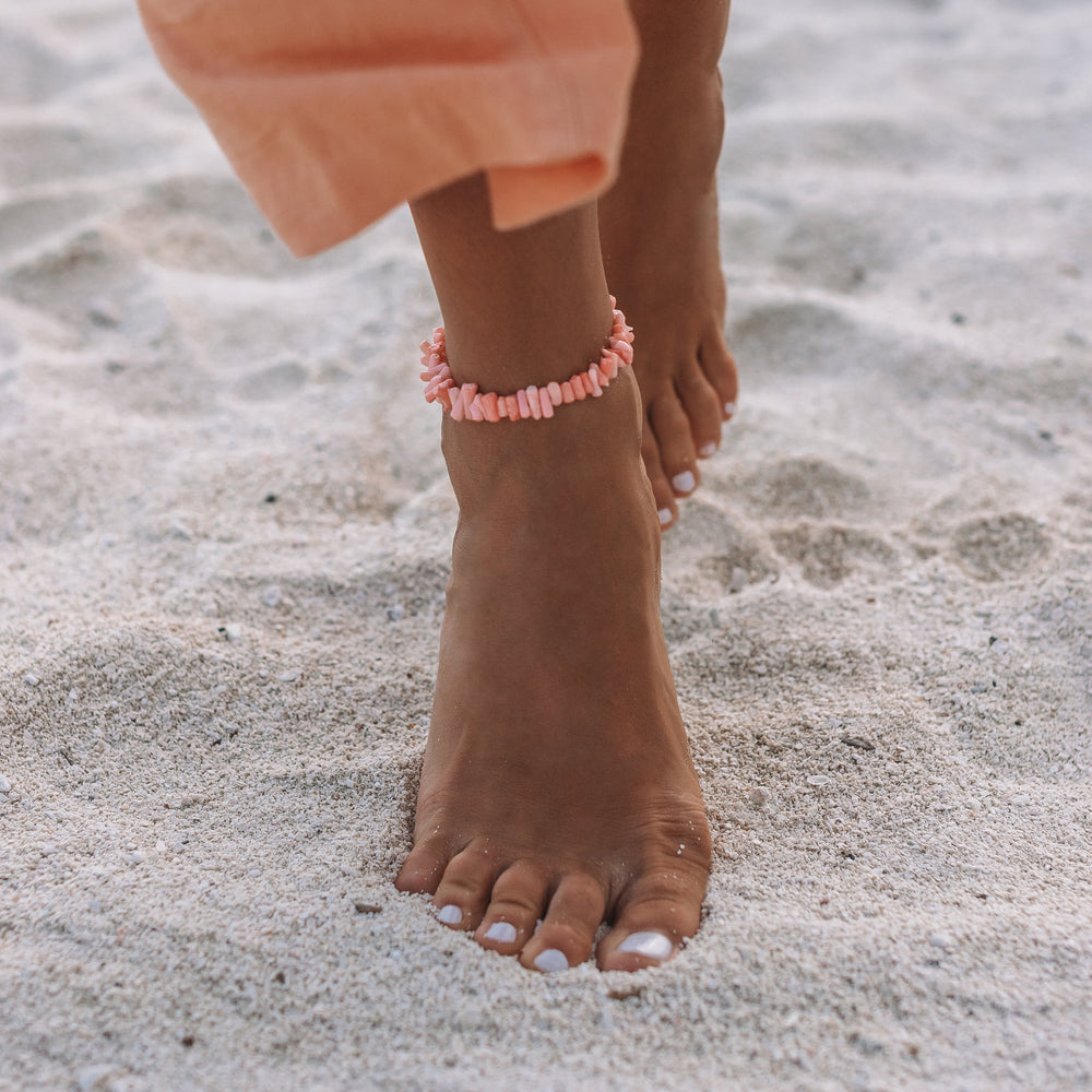 Pink Coral Chain Anklet 6