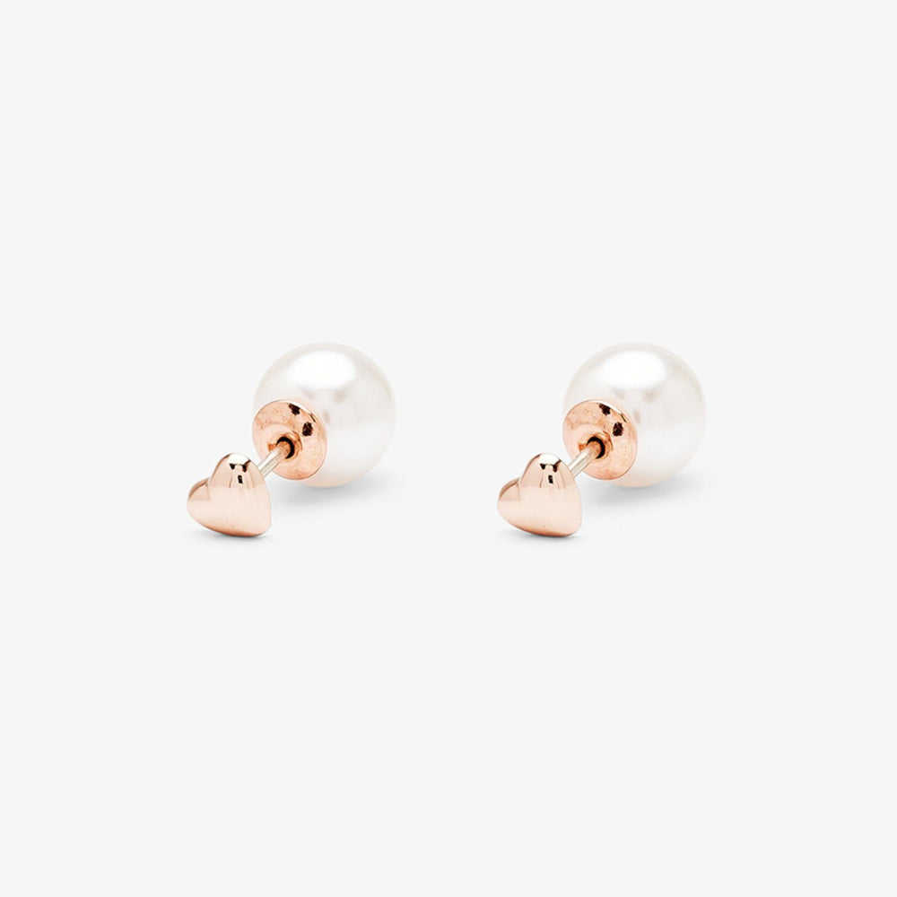 Pearl & Heart Double Sided Stud Earrings 1